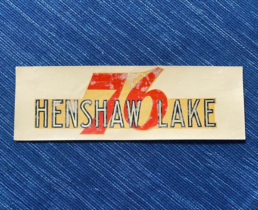 Vintage Union 76 Oil Henshaw Lake California Decal Gas Station Travel Souvenir
